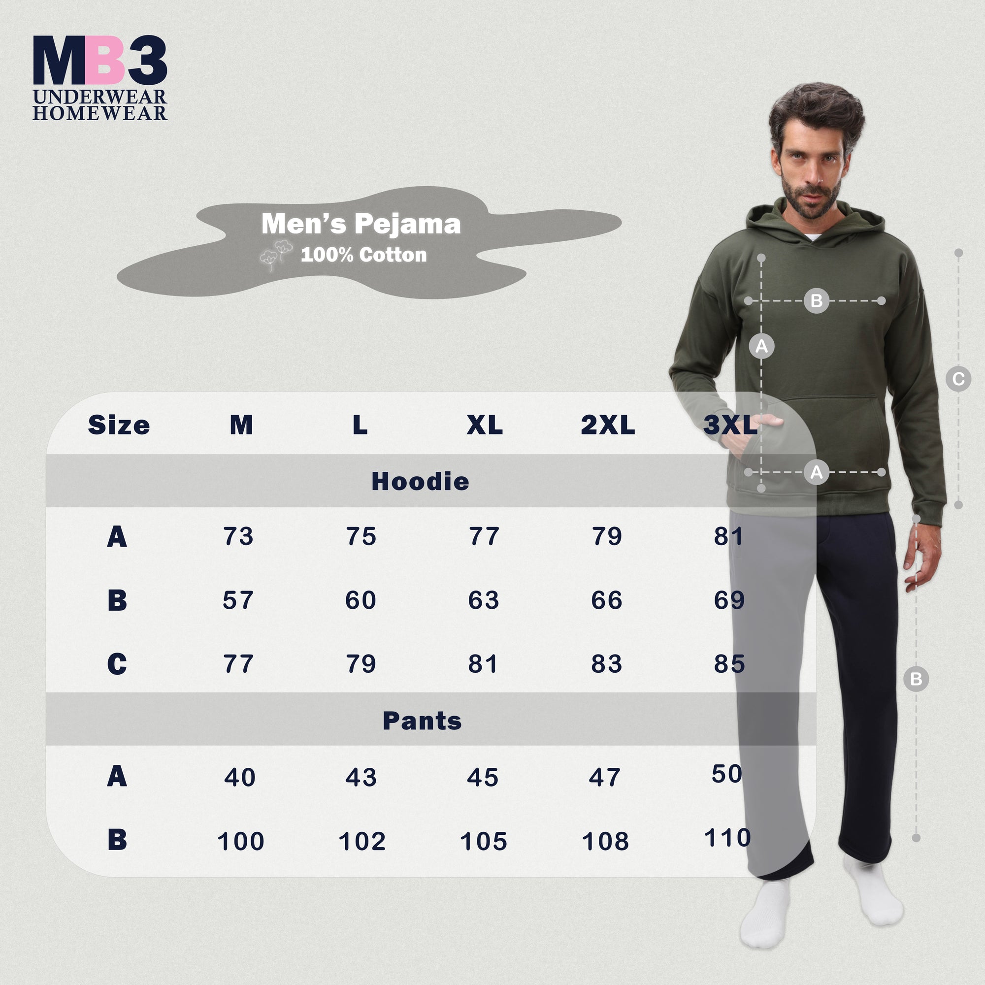 - بيجاما رجالي شتوي هودى - ميلتون- زيتي