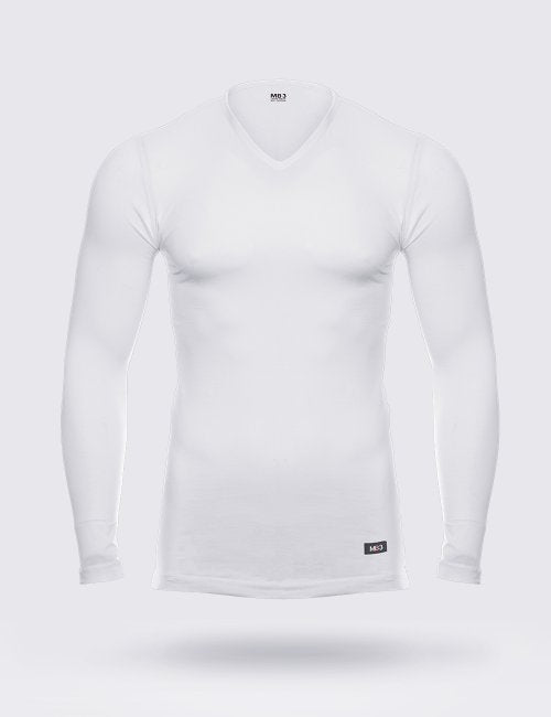 تيشرت كم رقبة سبعة ليكرا أبيض