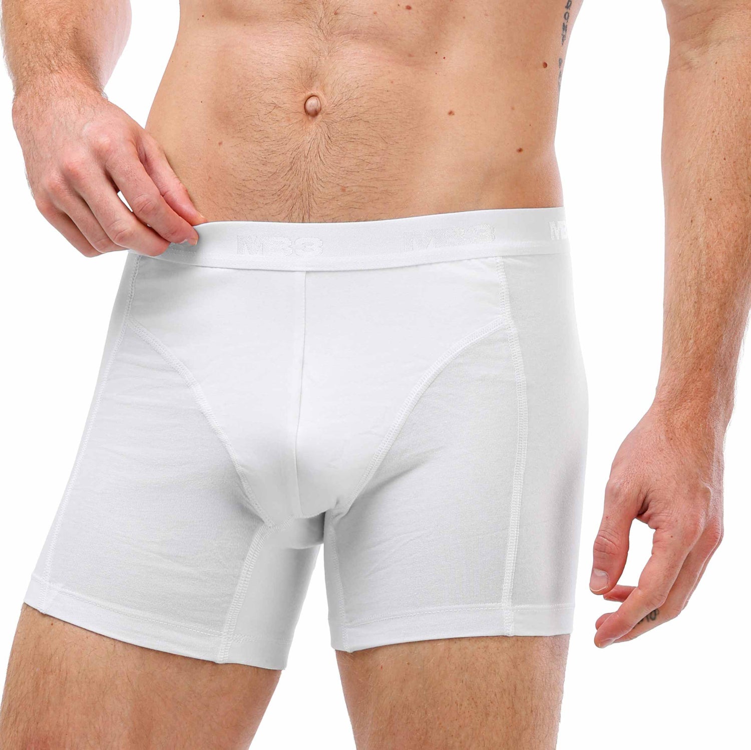 بوكسر ليكرا  رجالي - أستك خارجي - أبيض