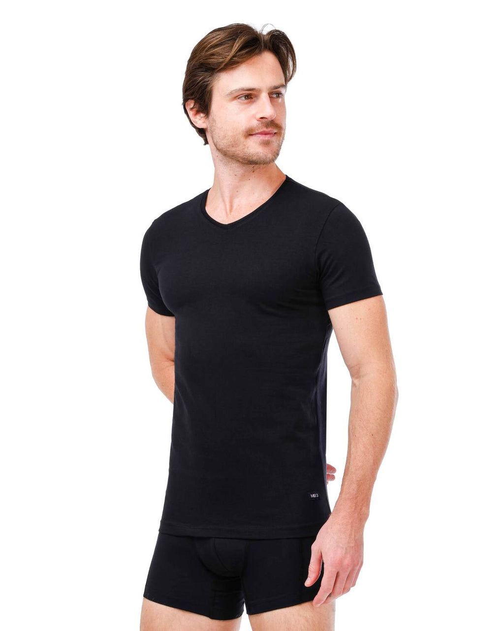 نص كم ليكرا أسود رقبة سبعة