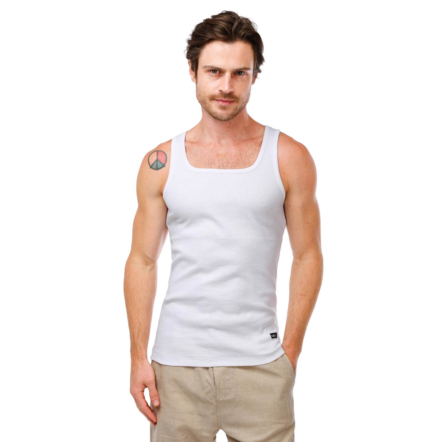 حمالة رجالي دربي ليكرا ( مضلعه ) - أبيض