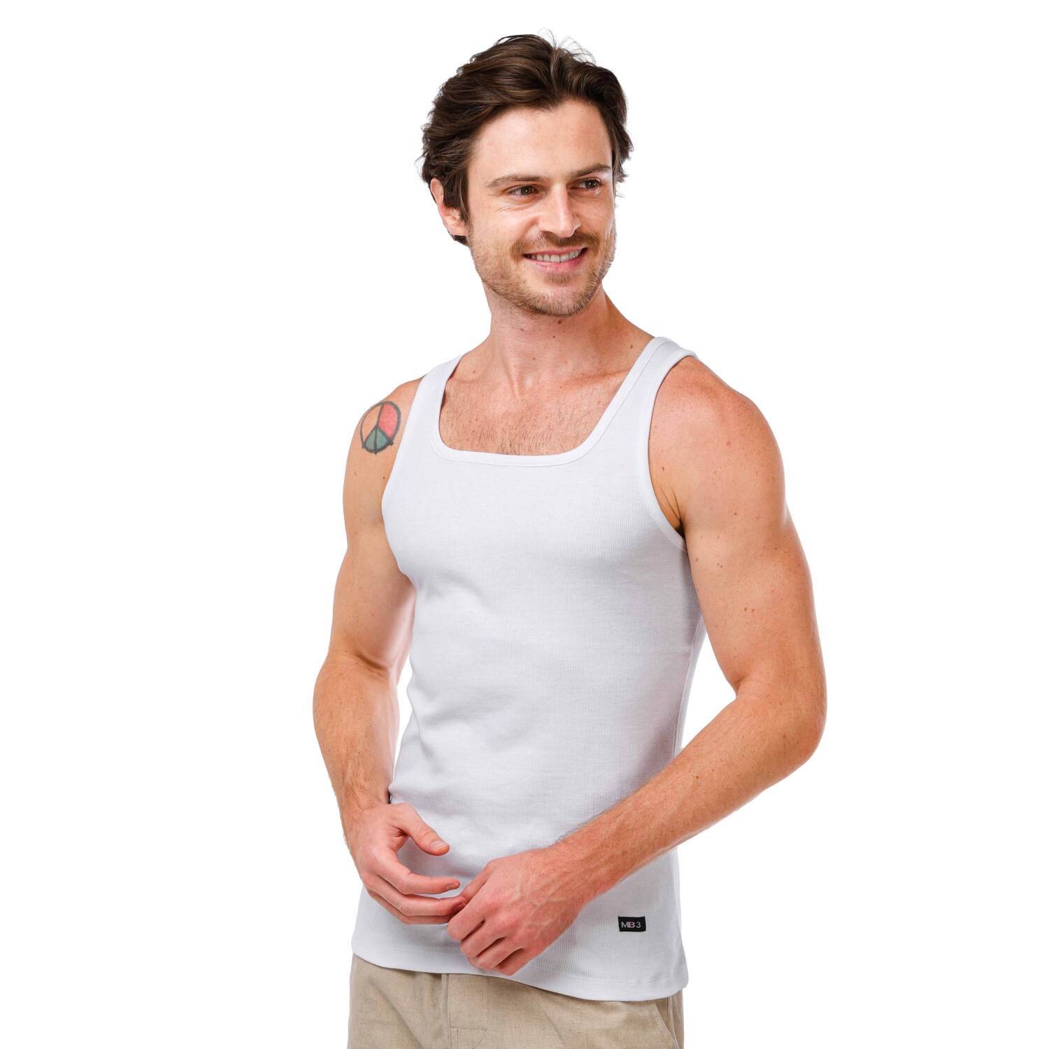 حمالة رجالي دربي ليكرا ( مضلعه ) - أبيض