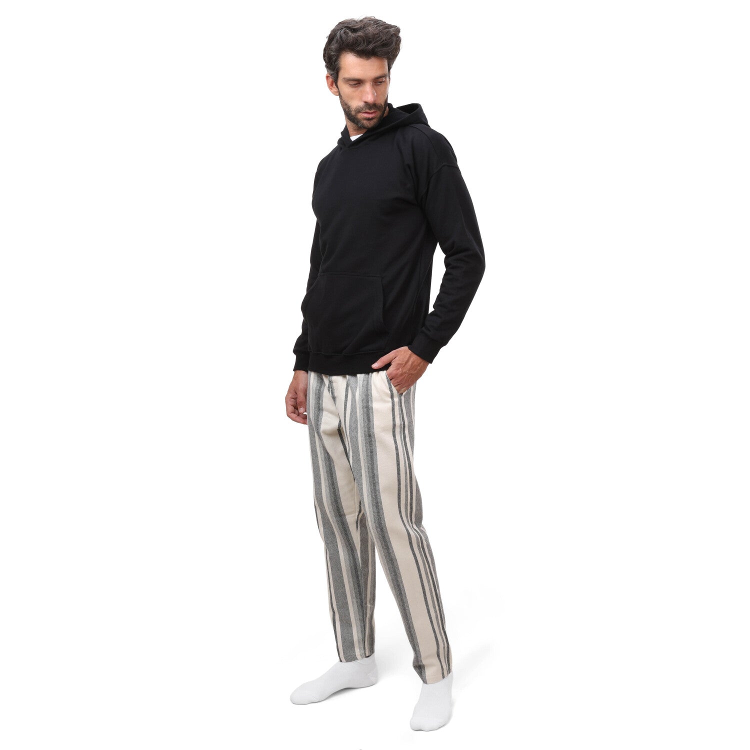 - بيجاما رجالي شتوي هودى - فييلا - اسود