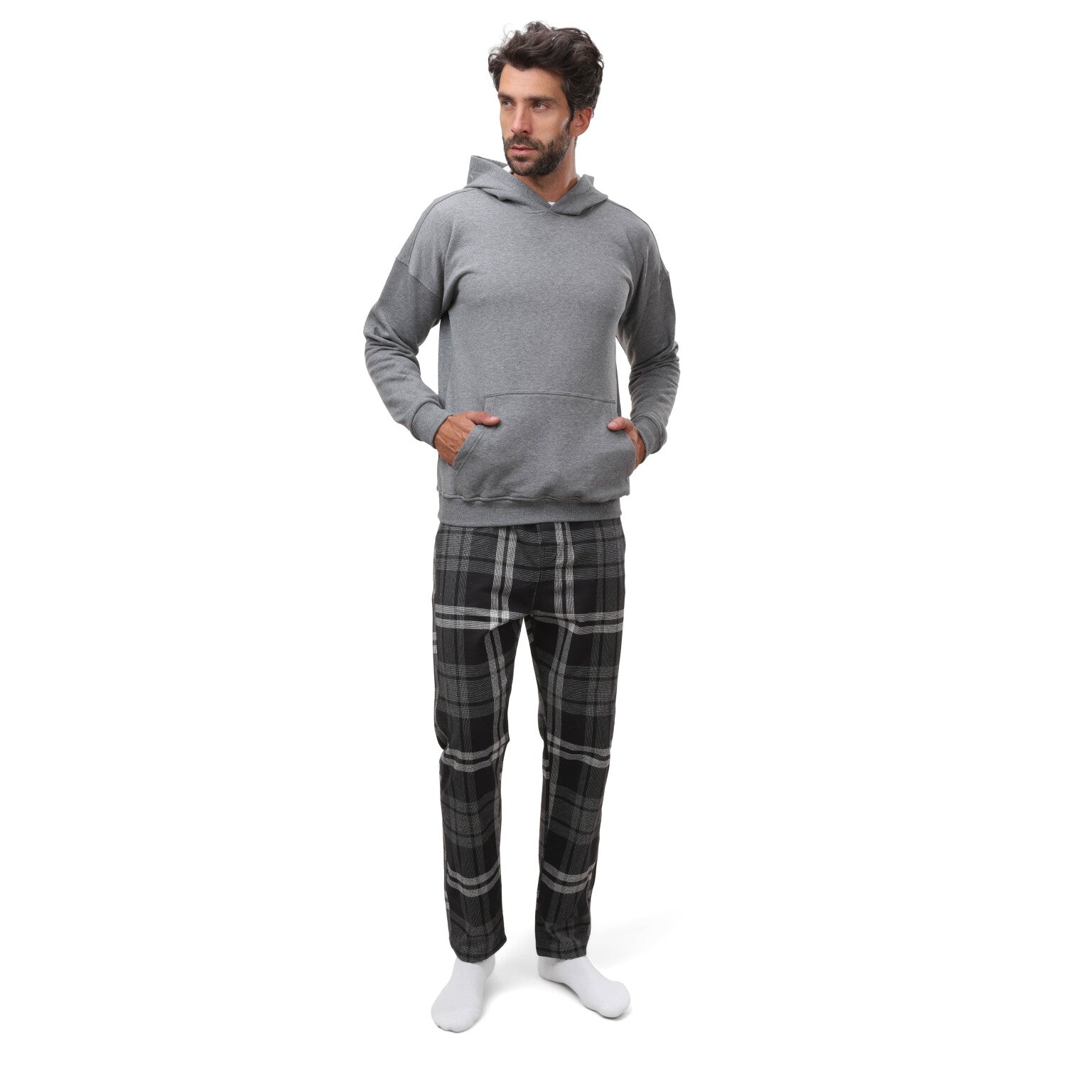 - بيجاما رجالي شتوي هودى - فييلا - رمادى