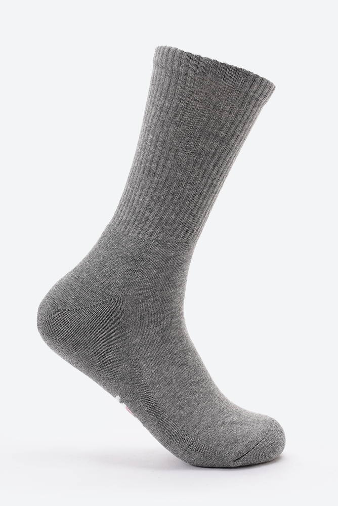 شراب رجالي ساق طويل - فوطة كاملة  - رمادي