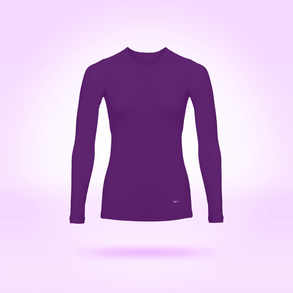 تيشرت نسائي ليكرا بأكمام طويلة - بنفسجي